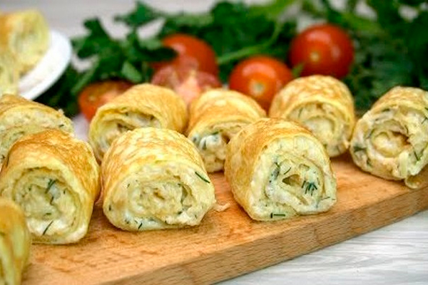 Яичные рулетики с сыром