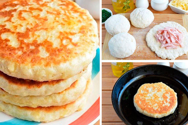 Сырные лепешки с начинкой на кефире. Быстрые и очень вкусные!